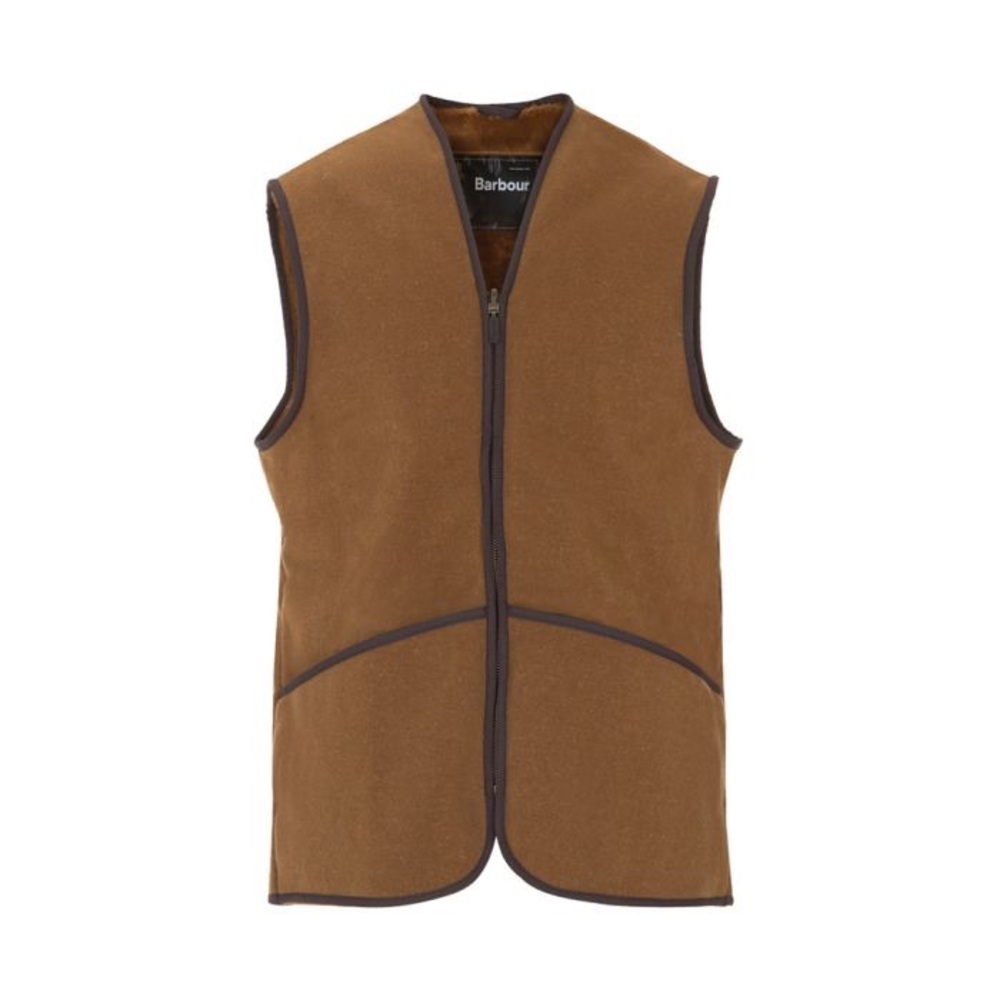 🆕 NWOT Barbour Warm Pile Waistcoat Zip-In Liner Brown - 34